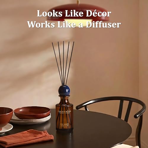 Reed Diffuser 8.5 oz Large Capacity Red Amber Scent | 6 Reed Sticks, Long-Lasting, Home Fragrance Oil Diffuser for Bathroom, Bedroom & Home Décor