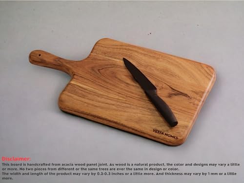 Vesta Homes Wooden Cutting Board/Chopping, Serving Board, Platter for Vegetables, Fruits, Cheese, and Charcuterie | Natural Acacia Wood | 16 * 9 Inches | Handcrafted in India - size: 16"L x 9"W