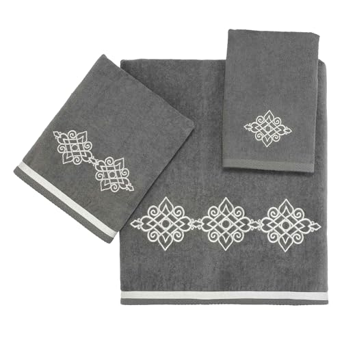 Avanti Linens - Bath Towel, Soft & Absorbent Cotton Towel, Nickel (Riverview Collection) - color: Nickel, size: Bath Towel