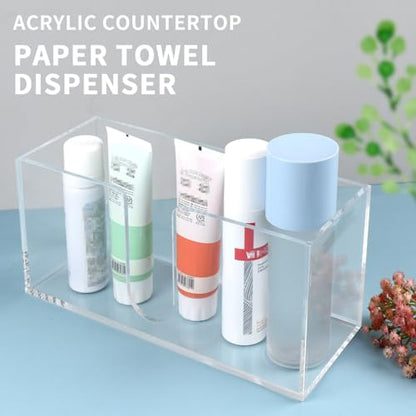 Acrylic Paper Towel Holder, 1 Pack Clear U-Shaped Countertop Dispenser Tray | Acrylic Paper Towel Dispenser Fits C-Fold, Z-Fold And Trifold Towels; 5mm Clear Tray For Bathroom, Kitchen And Office Spaces - color: Clear