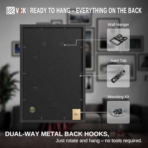 VCK 11x17 Picture Frames Black - 6 Pack, Wide Border Wood Poster Frame, Multi-Directional Display Family Photos, Office Prints, Studio/Gallery, Wall Hanging - color: Black, size: 11 x 17