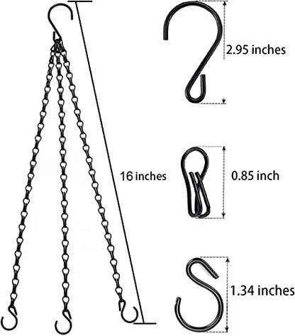 Heybe 16 Inch Hanging Basket Chain with Hooks for Pot Planters, Bird Feeders, Lanterns and More - size: 16 inches, style: 3 point