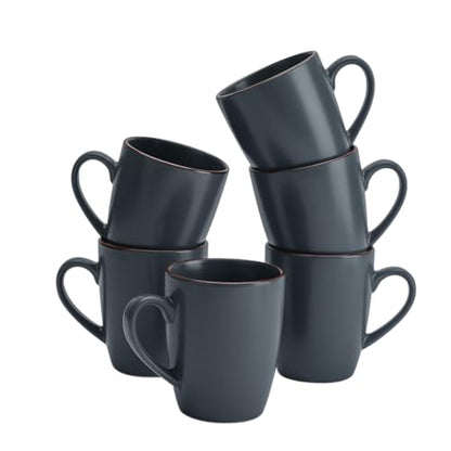 famiware Venus Coffee Mugs Set of 6, 13 oz Ceramic Stoneware Mug Cup Set | Coffee Mug with Handle for Tea, Latte, Cappuccino, Cocoa, Milk, Microwave and Dishwasher Safe, Charcoal - color: Charcoal, size: 6pcs