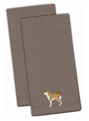 Caroline's Treasures BB3472GYTWE Akita Gray Embroidered Towel Set of 2 Decorative Bathroom Guest Hand Towel for Hand, Face, Tea, Dishcloth, 19 X 25, Grey - color: Gray, style: Akita