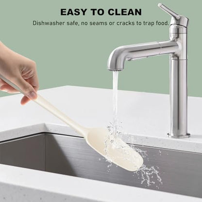 NileHome 6 Pieces Silicone Spatula Set with Silicone Brush,Mixing-Ivory | Food-Grade Material,Heat Resistant Up to 600°F,Dishwasher Safe,BPA-Free - color: Ivory