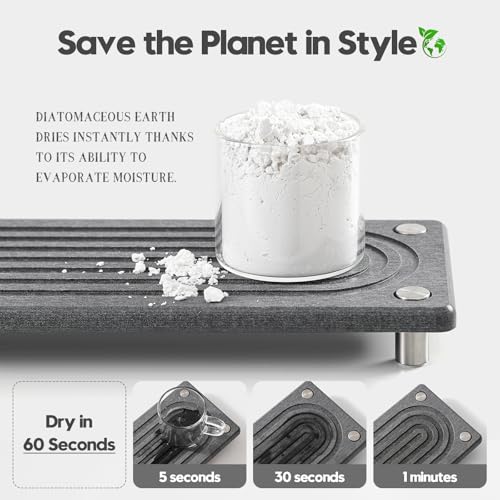 Water Absorbing Stone Sink Caddy Kitchen Sink Organizer Tray, Diatomite Bathroom Counter Tray, Faucet Drying Mat Coaster Soap Dish Rack Riser Dispenser Sponge Holder, Charcoal 10" x 4" - color: 10"x 4" - Charcoal