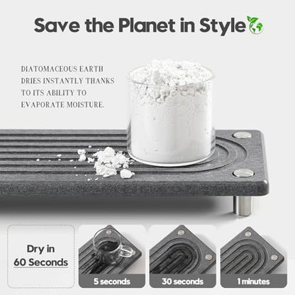 Water Absorbing Stone Sink Caddy Kitchen Sink Organizer Tray, Diatomite Bathroom Counter Tray, Faucet Drying Mat Coaster Soap Dish Rack Riser Dispenser Sponge Holder, Charcoal 10" x 4" - color: 10"x 4" - Charcoal