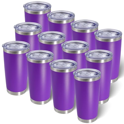20oz Tumbler with Lid Stainless Steel Tumblers Insulated Mug Purple 12P - color: Purple