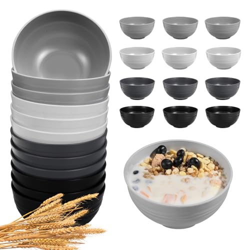 HEYCOME 12 Pcs Unbreakable Cereal Bowls Set, 26 Oz Wheat Straw Bowls Set, Microwave & Dishwasher Safe Bowls for Kitchen, Reusable Plastic Bowls for Soup, Salad and Snack, BPA Free, Multicolor - color: 4-Light multicolor