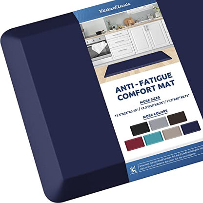 KitchenClouds Kitchen Mat Cushioned Anti Fatigue Kitchen Rug 0.8inch Waterproof Non Slip Kitchen Rugs and Mats Standing Desk Mat Comfort Floor Mats for Kitchen Sink Office (17.3"x39",Blue) | Water-Resistant, Non-Slip, Easy to Clean Comfort Floor Mat for K