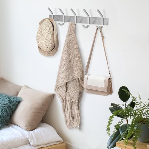 GlazieVault Coat Rack Wall Mount - Stainless Steel (2 Pack) - Heavy Duty Hooks for Hat, Towel, Robes, Jacket, Clothes - Bathroom, Entryway Hanger - style: Silver J