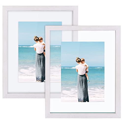 DLQuarts 8x10 Floating Photo Picture Frame, Floating Display for 6x8, 5x7, 3.5x5 or Full Display 8x10 Photos, Solid Wood, 2 Pack, Chalk White - color: Chalk White, size: 8x10