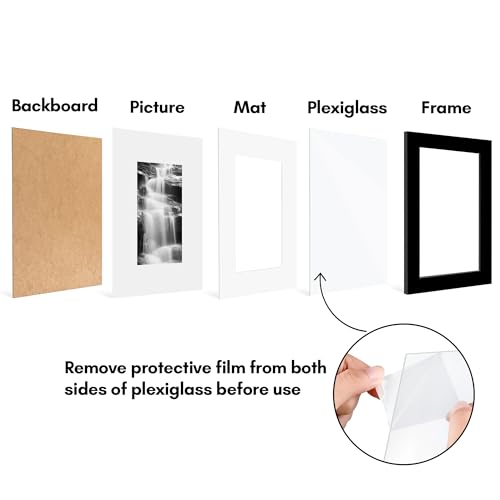 Americanflat 6x8 Picture Frame 2-Pack - Matted to 3x5 - Black | Slim Molding construction, Polished plexiglass front, wall or tabletop display with included easel, triangle hangers included - color: Black, size: 6x8