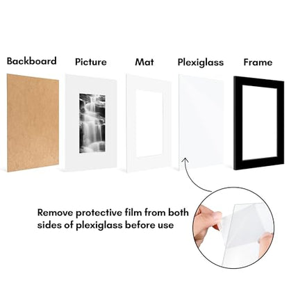 Americanflat 6x8 Picture Frame 2-Pack - Matted to 3x5 - Black | Slim Molding construction, Polished plexiglass front, wall or tabletop display with included easel, triangle hangers included - color: Black, size: 6x8