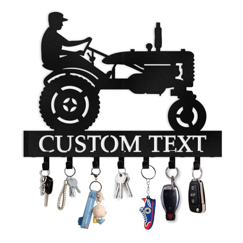 Personalized Tractor Key Holder for Wall, Farm Tractor Metal Key Holder Wall Mount, Custom Name Keys Hanger for Farmhouse, Decorative Vintage Keys Hooks Gifts for Farmers Tractor Lovers - color: Color05
