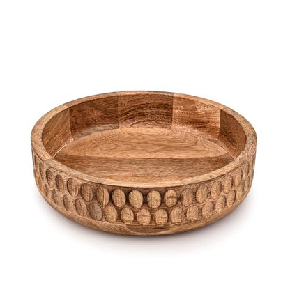 Kimona Decorative Bowl Mango Wood Centerpiece Decor Wood Bowl Key Decorative Centerpiece Bowl (10" X 10" X 2.5")