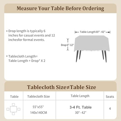 Laolitou Tablecloth for Dining Table Rustic Farmhouse Kitchen Tables Cloth Coffee Tablecover, Cotton Linen Fabric Small Rectangle Table Cloths, Beige, Blue Stripe, 55x55 Inch - color: Blue Stripe, size: 55" x 55" (Square)