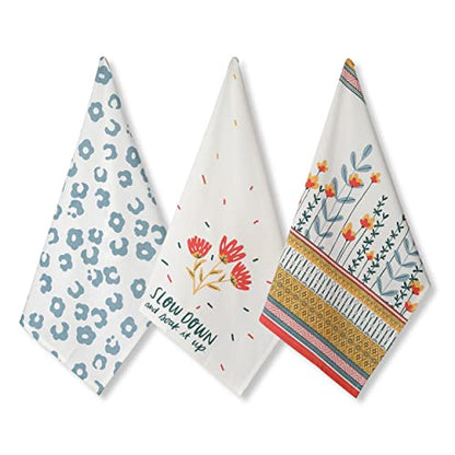 Folkulture Cute Kitchen Towels - Summer Kitchen Towels with Hanging Loop | 100% Cotton, Machine Washable, Tea Towels for Dying Dish Kitchen Essentials, Housewarming Gifts New Home, 20 X 26 Inch - color: Bloom