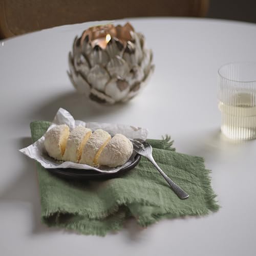 Handmade Cloth Napkins 100% Cotton Napkins with Fringe，Delicate Handmade Cloth Napkins for Dinners, Parties, Weddings and More，18 x 18 Inch Set of 4 - Sage Green - color: Sage Green