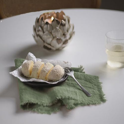 Handmade Cloth Napkins 100% Cotton Napkins with Fringe，Delicate Handmade Cloth Napkins for Dinners, Parties, Weddings and More，18 x 18 Inch Set of 4 - Sage Green - color: Sage Green