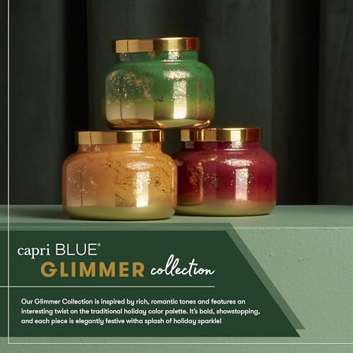Capri Blue Tinsel & Spice Scented Candles for Home - Glimmer Inverted Jar Candles - Soy Candles - Holiday Candle with Mulberry & Gold Ombre Glass Holder (10 oz) - size: 10 oz
