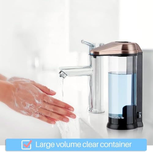 Secura 17oz Automatic Liquid Soap Dispenser, Touchless Battery Operated Hand Soap Dispenser with Adjustable Soap Dispensing Volume Control Dial, Personal Care Dispenser (Antique Copper) - color: Antique Copper, size: 500ml