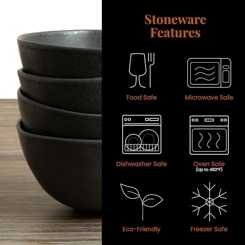 Stoneware Dinnerware Set, 16 Piece, 4 Place Settings, Made in Portugal, Charcoal - color: Charcoal Gray
