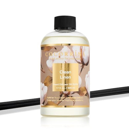 Reed Diffuser Refill Clean Linen 17oz (500ml) with 8 Rattan Sticks - Premium Long-Lasting Scented Oil, Home Fragrance for Bedroom, Bathroom Home Decor - size: 17 Fl Oz (Pack of 1)