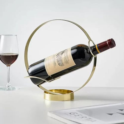 GeLive Gold Wine Bottle Holder Single Bottle Display Stand Freestanding Wine Rack Kitchen Table Decor Wine Shelf Countertop Artistic Home Crafts Decoration Coffee Bar Barware Accessory Wine Lover Gift