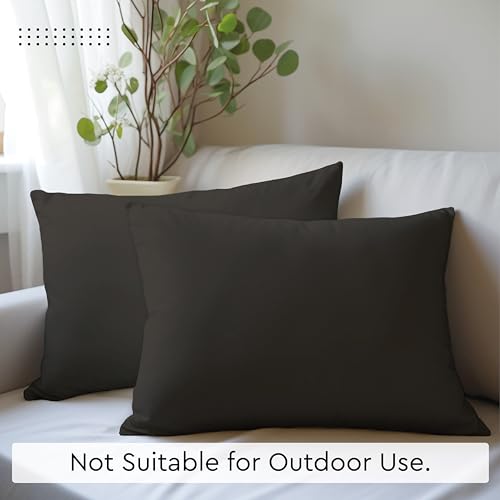 Encasa XO Throw Pillow Covers, Cotton, No Inserts 16"x16" Charcoal Grey | Durable Cotton Canvas | Concealed Invisible Zipper | Ideal for DIY & Embroidery | Living Room & Couch | Set of 2 - color: Charcoal Grey, size: 16" x 16" (Pack of 2)