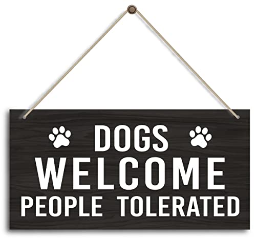 Dog Wall Art Sign Decor, Dogs Welcome People Tolerated, Dog Welcome Sign for Font Door Outside Decor Dog Hanging Wood Wall Art Sign Home Decoration, Housewarming Gifts for Dog Mom Dad Owner Lover - color: Home 42