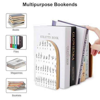 Sign Language AlphabetBookends Heavy Duty Bookends Desktop Organize Books Wooden Books End Non-Skid Book Holder Bookend for Shelves Book Dividers for Home Office Supplies