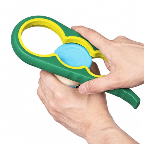 Bloss Jar Opener Bottle Opener for Seniors, Weak Hands and Arthritis,Green | Anti-Slip Rubber Strip Inside,Eight Sizes of Circular Openings,Cap and Bottle Great Kitchen Gadgets,Useful Gifts for Elderly - color: Green Yellow
