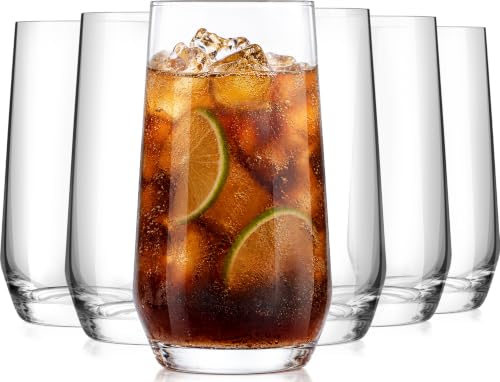 Drinking Water Glass Cups Set,Crystal Clear tall Glass cups set of 6,16.2oz - style: drinking Set of 6 16.2oz
