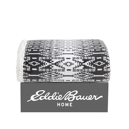 Eddie Bauer - Throw Blanket, Brushed Fleece & Plush Sherpa Soft Bedding, Blanket for Couch & Bed (San Juan Grey, 50" x 60") - color: San Juan Grey, size: 50" x 60"