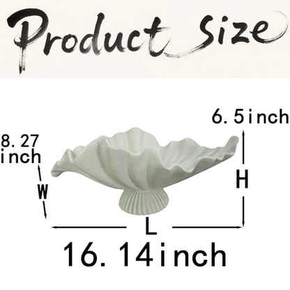16" Large Decorative Bowl decor, Modern Home Decor,Stylish Key Bowl for Entry Table,Scalloped Decorative Bowls (Light Gray-With base, 16.14inch)