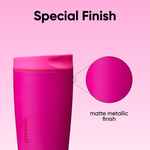 Owala SmoothSip Slider Insulated Stainless Steel Coffee Tumbler, Reusable Iced Coffee Cup, Hot Coffee Travel Mug, BPA Free 12 oz, Read My Lips - color: Read My Lips, size: 12 Ounces, style: No Handle
