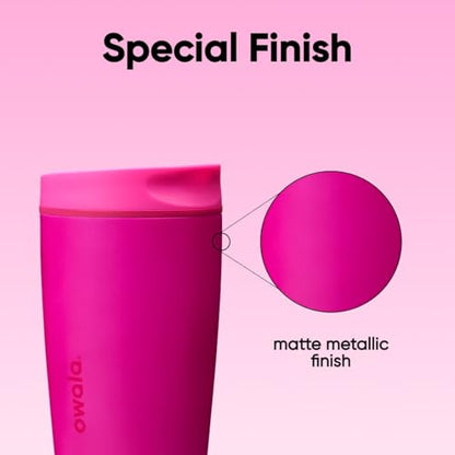 Owala SmoothSip Slider Insulated Stainless Steel Coffee Tumbler, Reusable Iced Coffee Cup, Hot Coffee Travel Mug, BPA Free 12 oz, Read My Lips - color: Read My Lips, size: 12 Ounces, style: No Handle