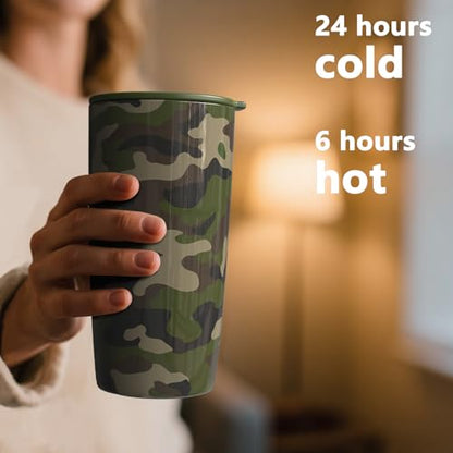 TILUCK 20 oz Insulated Coffee Tumbler with BPA-Free Lid | Travel Coffee Mug, Dishwasher Safe, Cup Holder Friendly, Double-Wall Vacuum Insulation for Hot & Cold Drinks, Camouflage - color: Camouflage, size: 20 Ounces