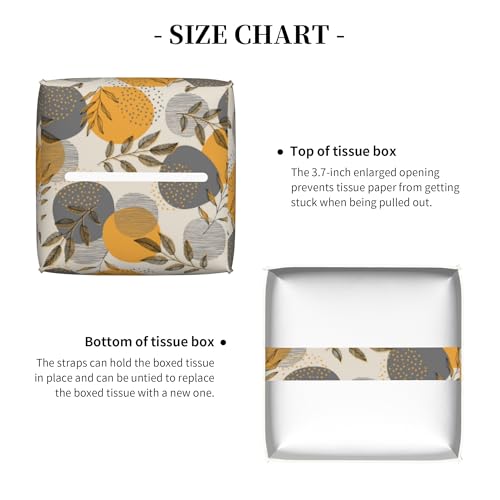 Boho Abstract Leaves Tissue Box Cover Square,Linear Boho Leaves and Geometric Tissue Box Holder Waterproof Leather Facial Paper Organizer Dispenser for Bathroom Home Car Nightstand Vanity Desk - color: Color-18