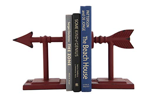 Creative Co-Op Decorative Cast Metal Arrow Bookends, Red, Set of 2 Pieces - color: Red