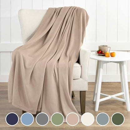 King Size Fleece Blanket | Comfy Supersoft Fleece Blanket – All-Season Light Weight Throw Blanket | Luxuriously Soft | Throw Blanket for Couch and Sofa | Machine Wash | Beige - color: Beige, size: King