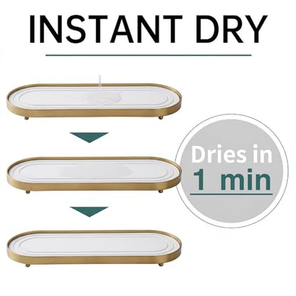 Water Absorbing Stone Tray, Fast Drying Sink Tray,Tray Coasters((Gold) | Quick Drying Water Absorbent Diatomite Coasters for Kitchen Sink, Bathroom Counter Counter Soap Dish & Holders - color: Gold