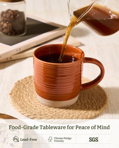 famiware Coffee Mugs Set of 4, 13 oz Mug Set, Ceramic Cup Set with Handle | Stoneware Mug for Coffee, Tea, Latte, Cappuccino, Microwave and Dishwasher Safe, Constellation Series，Terracotta - color: Constellation-Terracotta, size: 4 Count (Pack of 1)