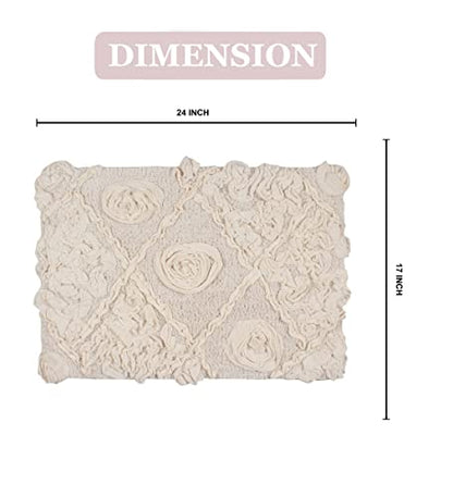 Home Weavers Bath Mat, Modesto Collection 100% Cotton, Rectangle 17''x24'', Soft Absorbent Bath Rug, Non Slip, Quick Dry, Washable, Ivory