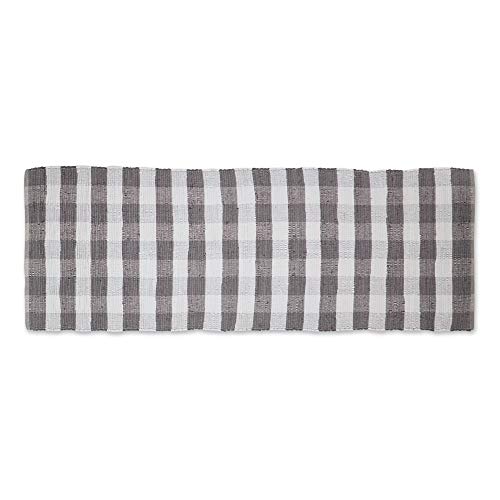DII Buffalo Check Rug Collection, Hand Dyed Reversible Chindi Rug, Runner 2'3"x6', Gray - color: Grey, size: 2'3" x 6' (Rectangular)