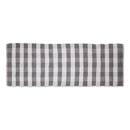 DII Buffalo Check Rug Collection, Hand Dyed Reversible Chindi Rug, Runner 2'3"x6', Gray - color: Grey, size: 2'3" x 6' (Rectangular)
