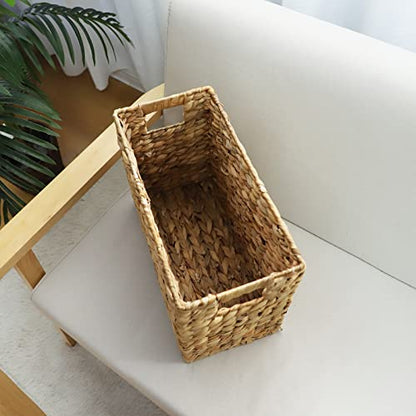 YAHUAN Natural Water Hyacinth Storage Basket with Built-in Handles Stair Basket Magazine Basket Large Wicker Baskets for storage Home Organizing Laundry (Water Hyacinth)