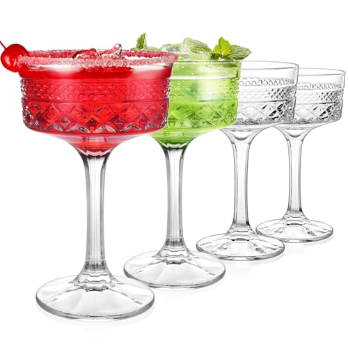 4Pcs Coupe Glasses, 10oz Vintage Martini Glasses Set, Lead-free Crystal Coupe Cocktail Glass, Martini Glassware for Espresso, Champagne, Cosmopolitan, Manhattan - color: Clear