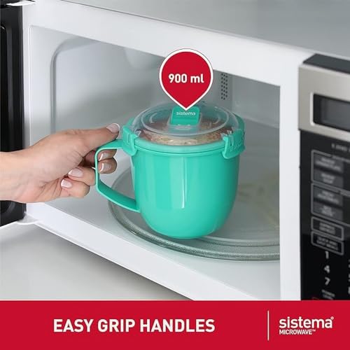 Sistema Microwaveable 900mL Soup Mug, Large Microwave Food Container with Steam-Release Vent, Dishwasher & Freezer-Safe, BPA-Free, Color May Vary, Large (Pack of 4) - size: Large (Pack of 4)